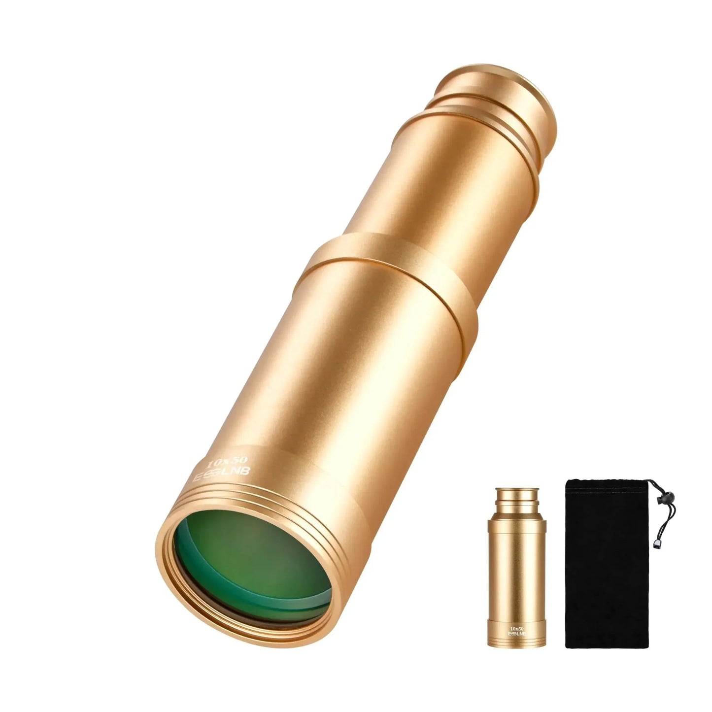 Adventurer's Spyglass Monocular Telescope - Collapsible Nautical Brass Finish With 10x50 Optics For Clear Viewing - HobbiesNHacks