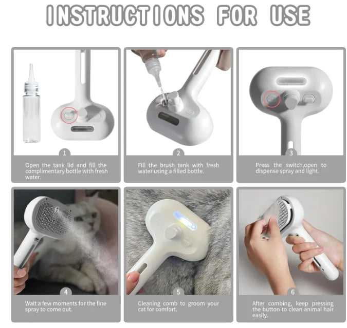 Smart Pet Grooming Spray Brush for Dogs & Cats detail view 6