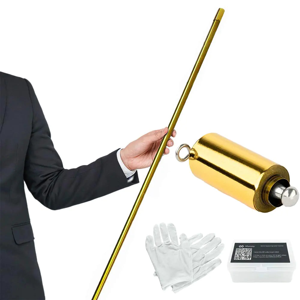 Golden Magic Appearing Cane Staff for Stage & Street Performance