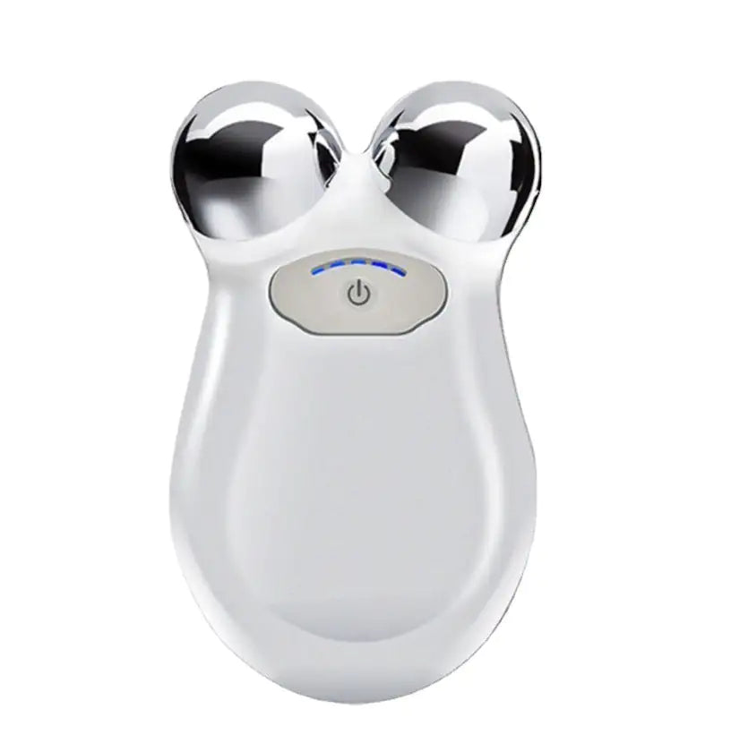 Pro-Lift microcurrent facial sculptor device with dual metal spheres for lifting and toning skin.