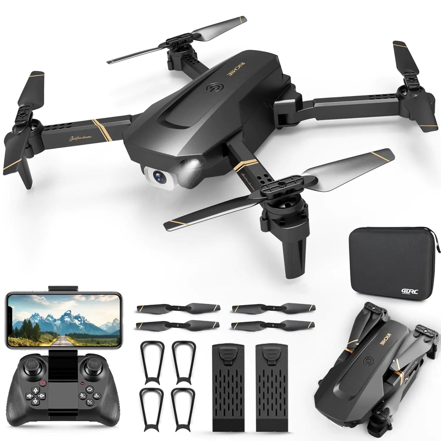 4DRC V4 Compact Folding Drone - 1080P Camera, Dual Batteries