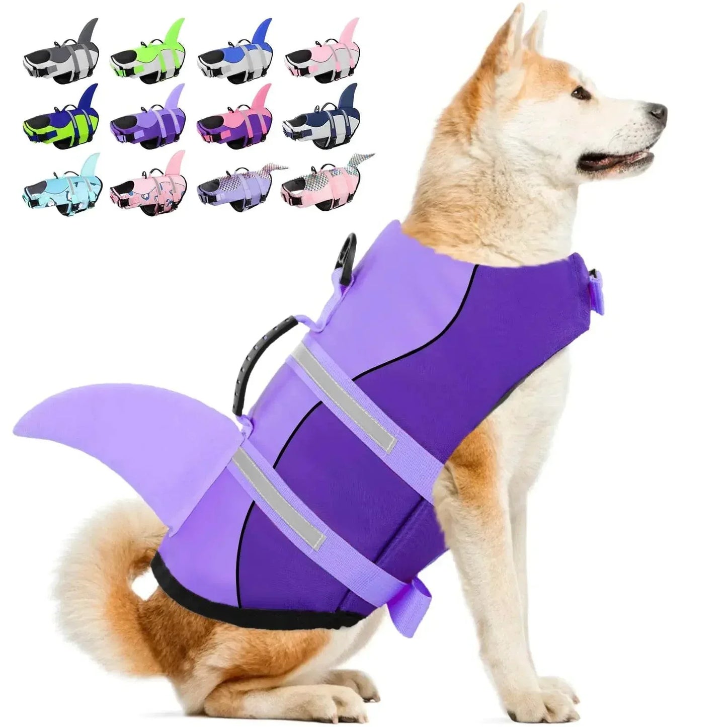 Dog Water Safety Vest: Enhanced Buoyancy and Reflective Shark Design - HobbiesNHacks