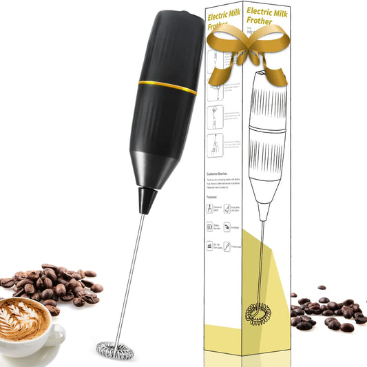 Portable handheld milk frother and drink mixer for coffee and matcha, a smart tool for home baristas.