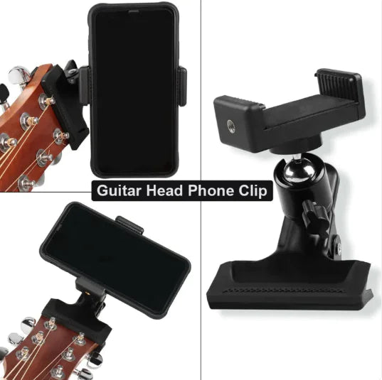 Phone Guitar Clip Stand from a different angle, highlighting its sturdy design