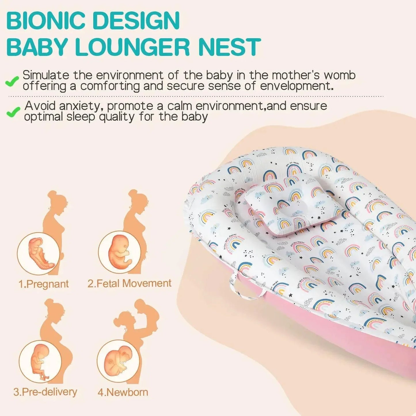 Baby's Crib pure Cotton Sleeve , High-grade Memory Foam, Inner Core, Detachable, Easy To Clean, Easy To Carry - HobbiesNHacks