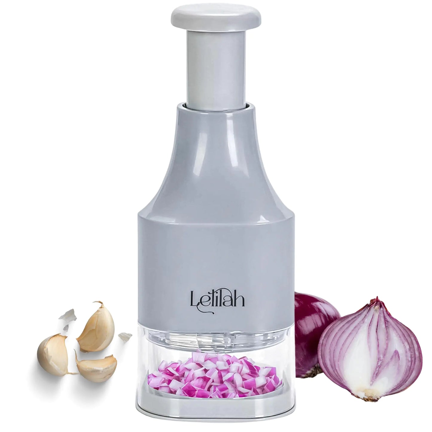 Manual food chopper and vegetable dicer for quick meal prep