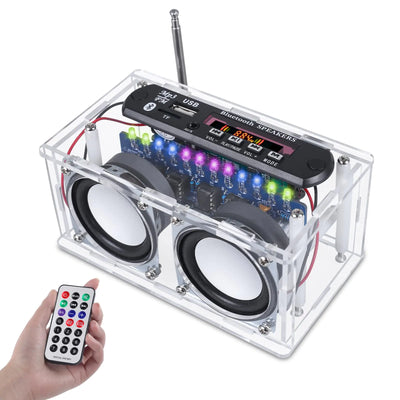 DIY Bluetooth Speaker Kit – Build Your Own LED Boombox with FM Radio, Recording & Remote Control